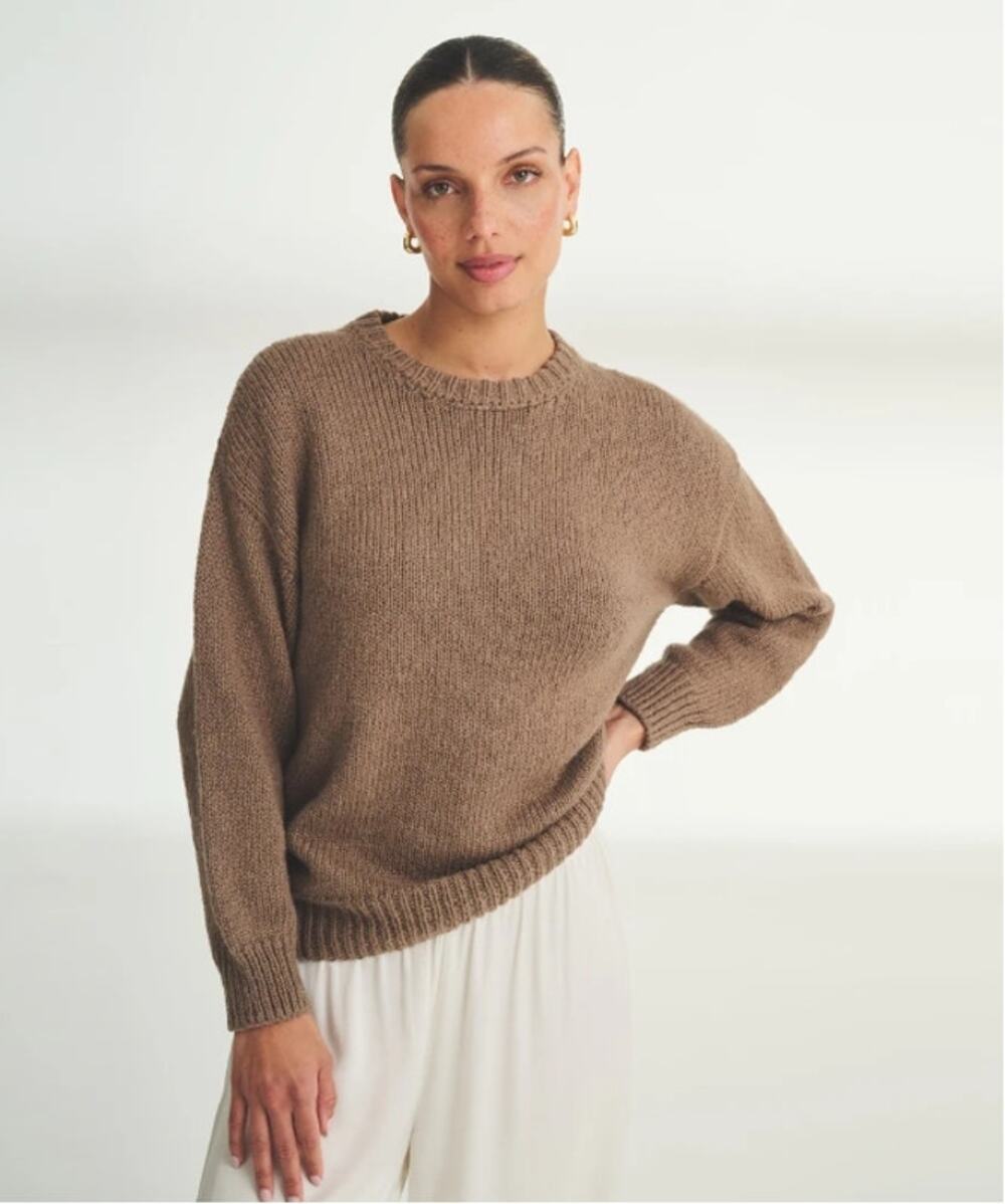 NAADAM Chunky Cotton Crewneck Sweater Brown Sugar Size XS NWT